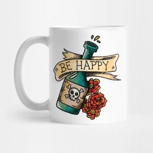 BE HAPPY: Poison Bottle and Roses Old Tattoo Concept Mug